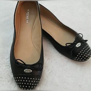 ***Coach Doreen Size 6 Studded Black Ballet Flats